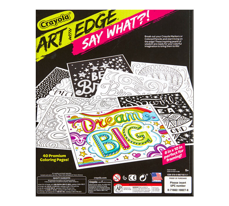 Crayola Art with Edge Say What? 40 Page Coloring Book bundled with 12 Crayola Wedge Markers 